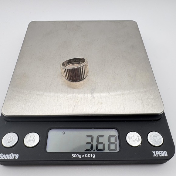 Sterling Silver 925 Ribbed Textured Wide Band Ring Size 4.75 Modernist 3.68g - Picture 6 of 7